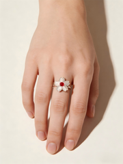 PT950 Platinum Ruby Ring Love Time