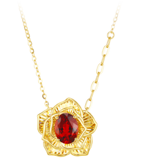 "Plum Bossom" Collection 18K Yellow Gold Garnet Pendant