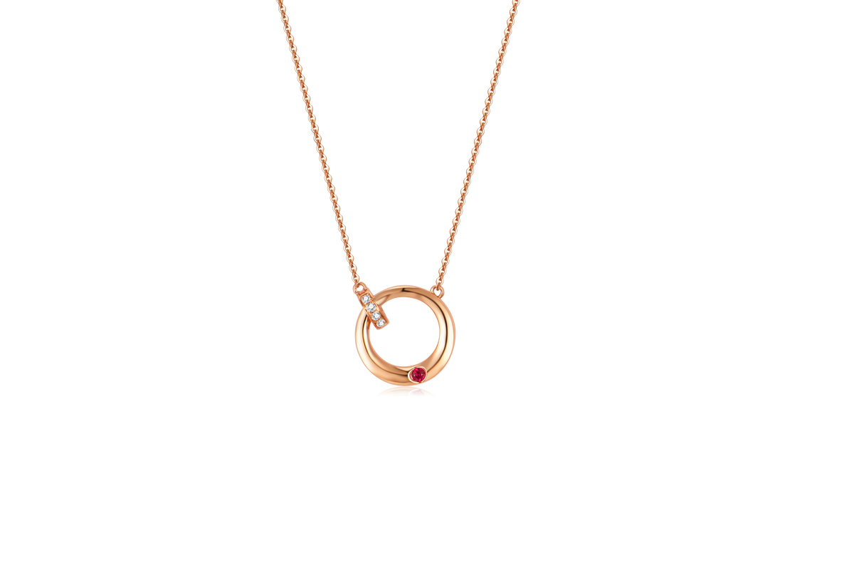18K Red Gold Ruby and Diamond Necklace | Love Complete