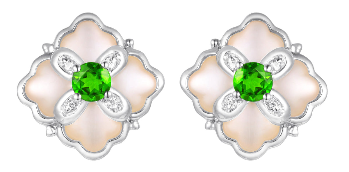 PT950 Platinum Diopside Earrings