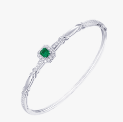 18K White Gold Emerald Diamond Bracelet