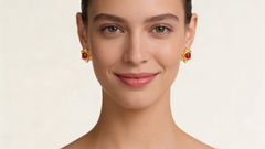 18K Yellow Gold Garnet Earrings