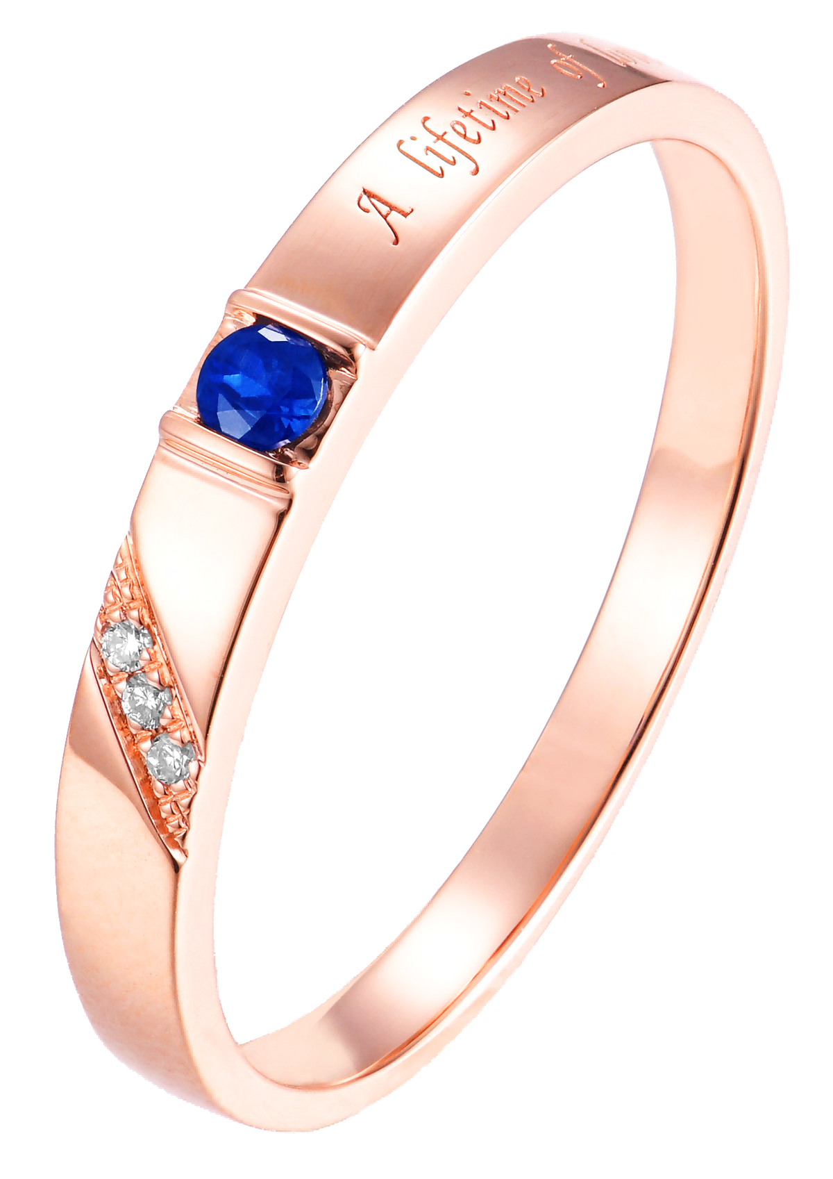 A lifetime commitment couple's ring | Rose gold × Sapphire
