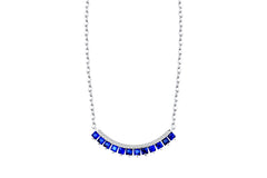 18K White Gold Sapphire Diamond Pendant Necklace