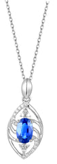 18K White Gold Sapphire Diamond Pendant Necklace