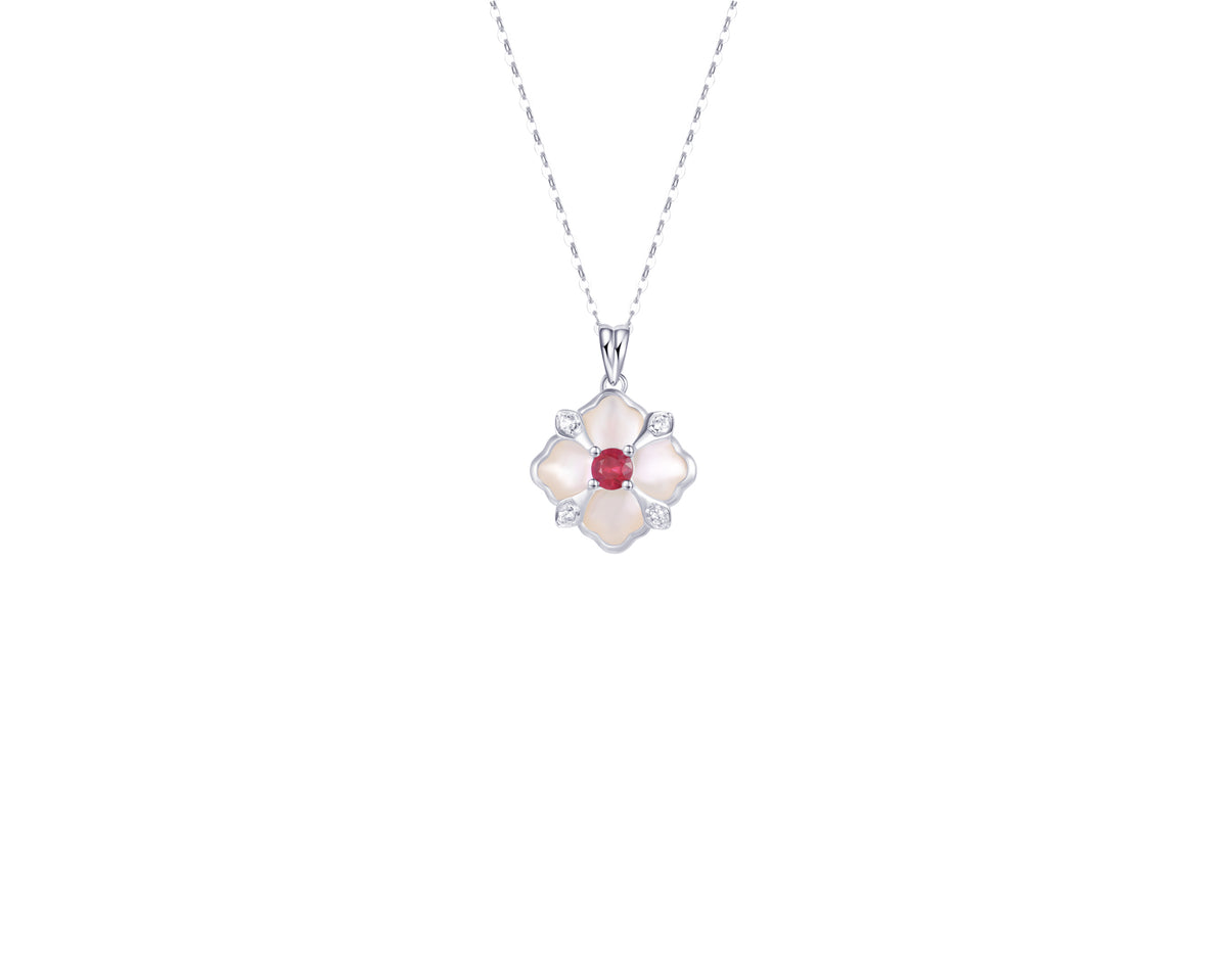 PT950 Platinum Ruby Zircon Pendant Necklace
