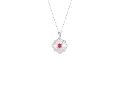 PT950 Platinum Ruby Zircon Pendant Necklace