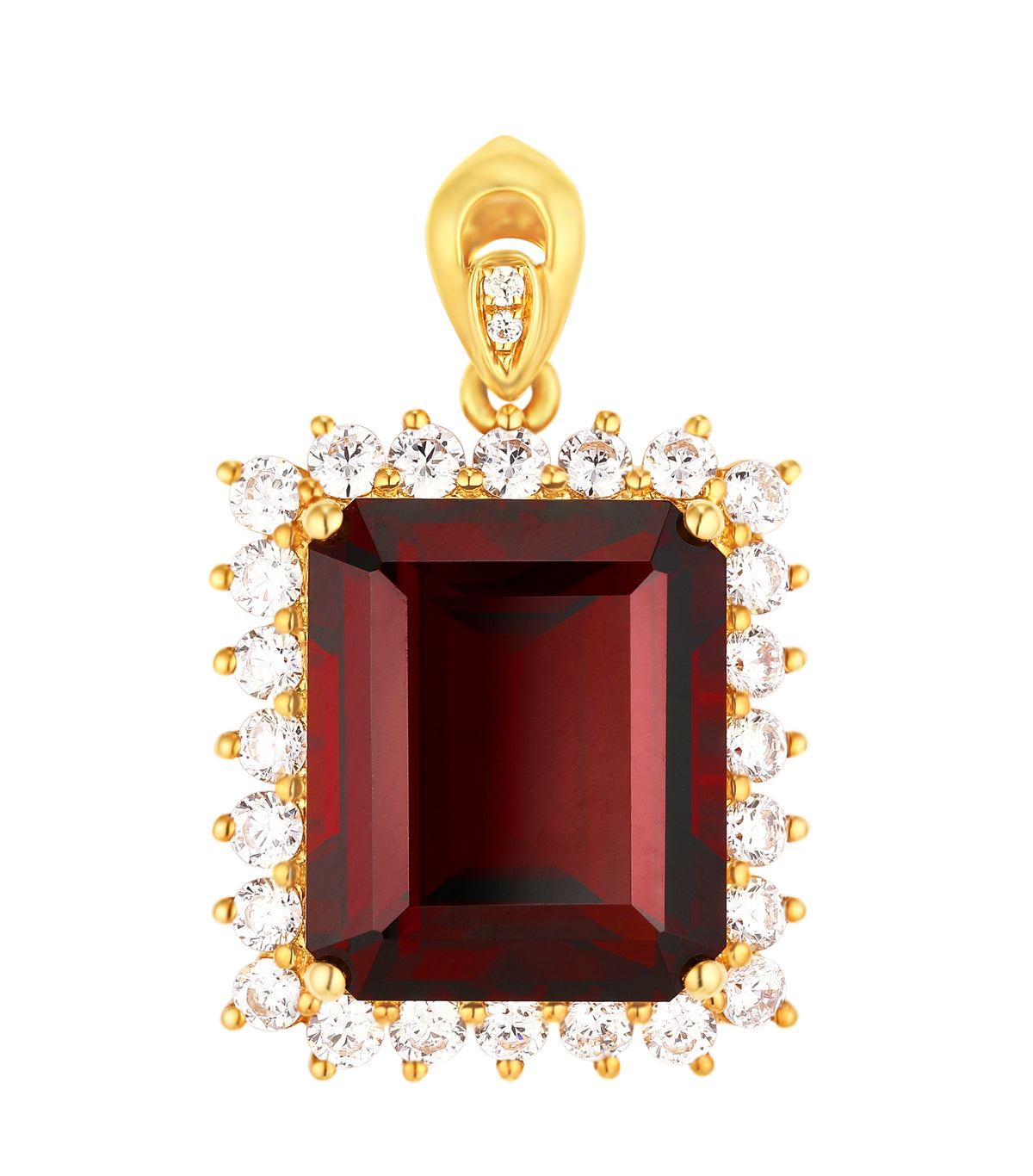18K Yellow Gold Garnet Zircon Pendant Necklace