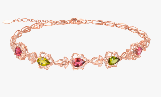 18K Rose Gold Tourmaline Diamond Bracelet