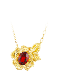 "Heart's Delight" Collection 18K Yellow Gold Garnet Pendant Necklace