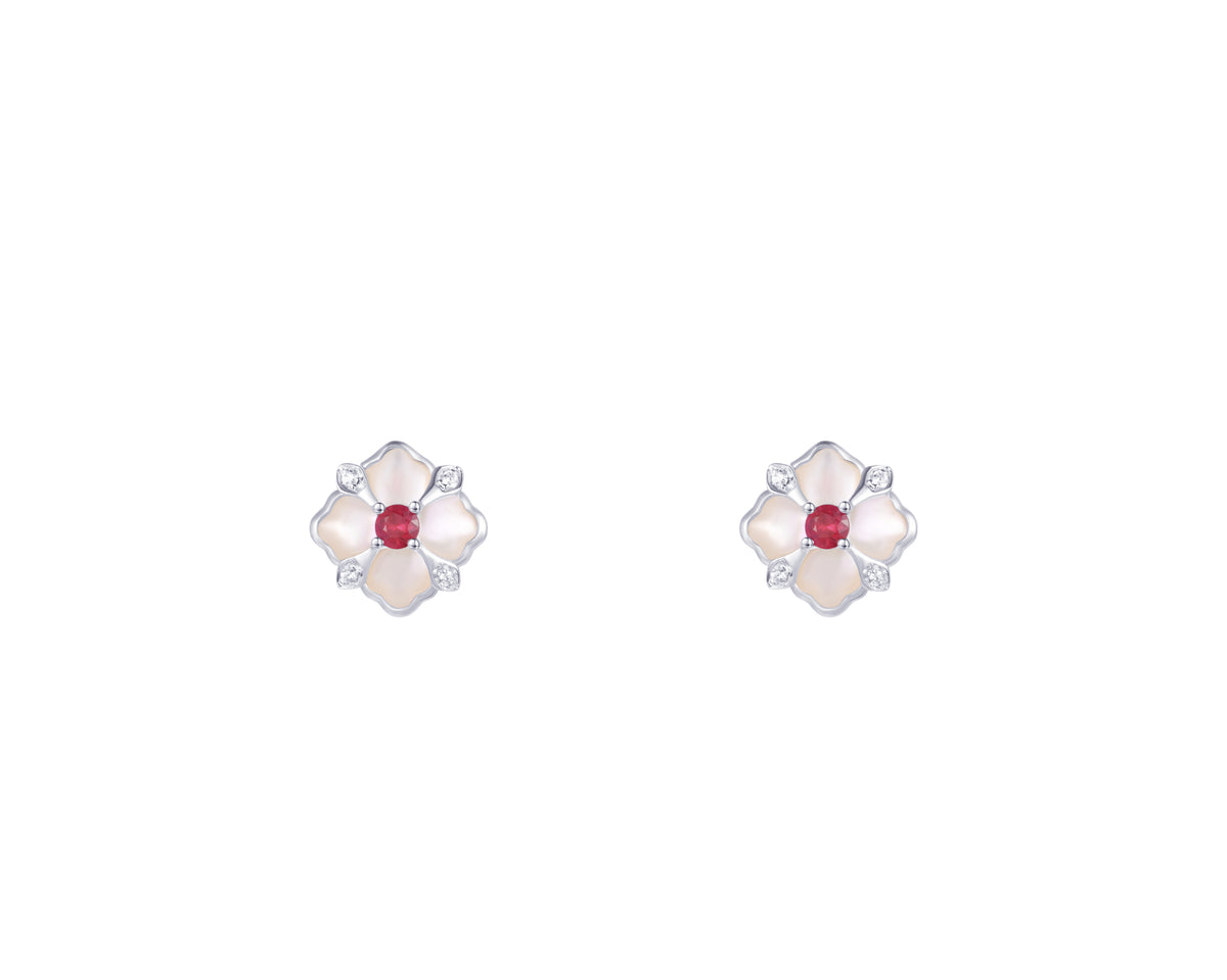 PT950 Platinum Ruby Zircon Earrings