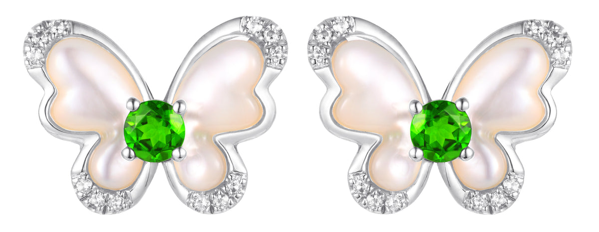 PT950 Platinum Diopside Earrings