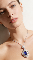 18K White Gold Sapphire Diamond Pendant Necklace