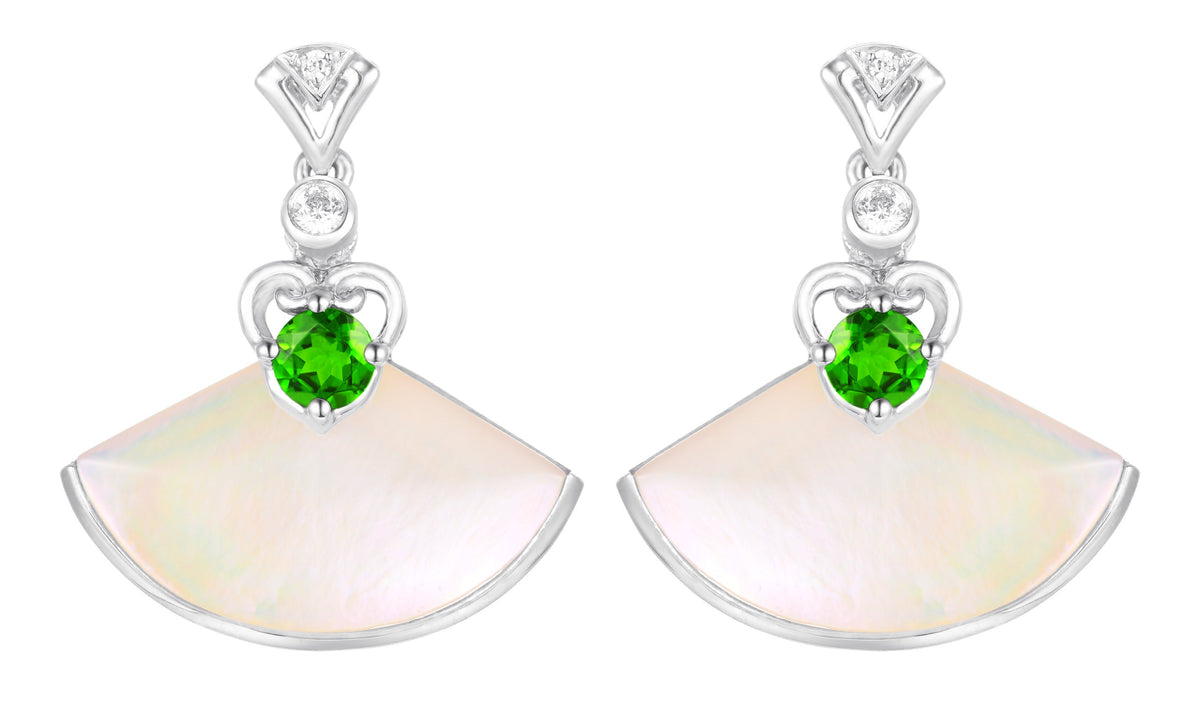 PT950 Platinum Diopside Earrings