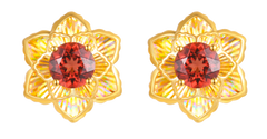 18K Yellow Gold Garnet Earrings