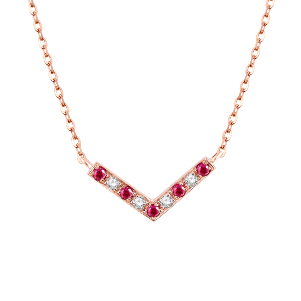 18K Red Gold Ruby and Diamond Necklace | Smiling Warmth