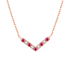18K Red Gold Ruby and Diamond Necklace | Smiling Warmth