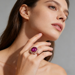 18K Rose Gold Red Tourmaline Diamond Ring