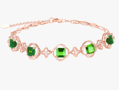 18K Rose Gold Green Tourmaline Diamond Bracelet