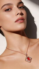 18K Rose Gold Ruby Diamond Pendant Necklace