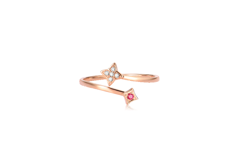 18K Red Gold Ruby and Diamond Women's Ring | The Intersection of Love