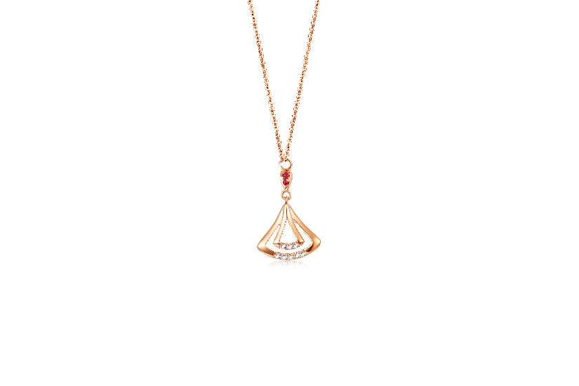 18K Red Gold Ruby and Diamond Necklace | Dancing with Love